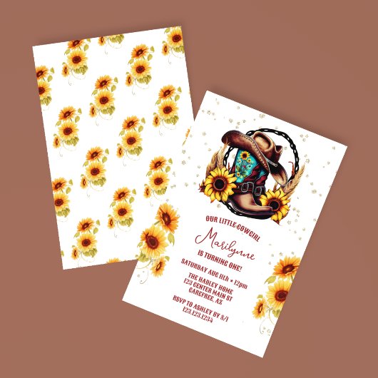 Rustiek Western Cowgirl 1e Verjaardag Kaart