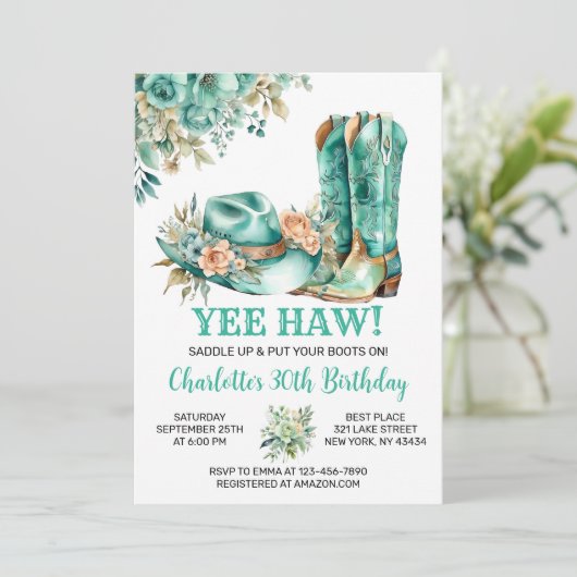 Rustiek Western Cowgirl Verjaardagsfeest Kaart (Staand voorkant)