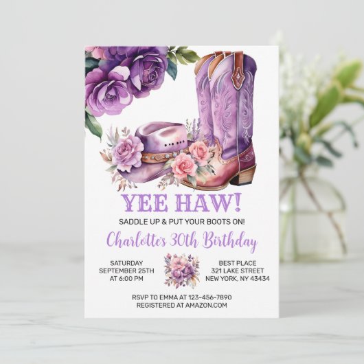 Rustiek Western Cowgirl Verjaardagsfeest Kaart (Staand voorkant)