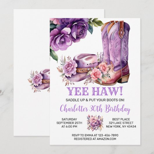 Rustiek Western Cowgirl Verjaardagsfeest Kaart (Voorkant / Achterkant)