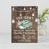 Rustiek Western Cowgirl Verjaardagsfeest Kaart (Staand voorkant)
