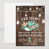 Rustiek Western Cowgirl Verjaardagsfeest Kaart (Voorkant / Achterkant)