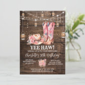 Rustiek Western Cowgirl Verjaardagsfeest Kaart (Staand voorkant)