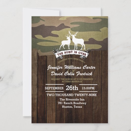 Rustiek Western De jacht is over camouflage bruilo Kaart (Voorkant)