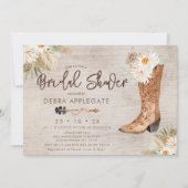 Rustiek Western Floral Boot Vrijgezellenfeest Kaart (Voorkant)