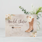 Rustiek Western Floral Boot Vrijgezellenfeest Kaart (Staand voorkant)