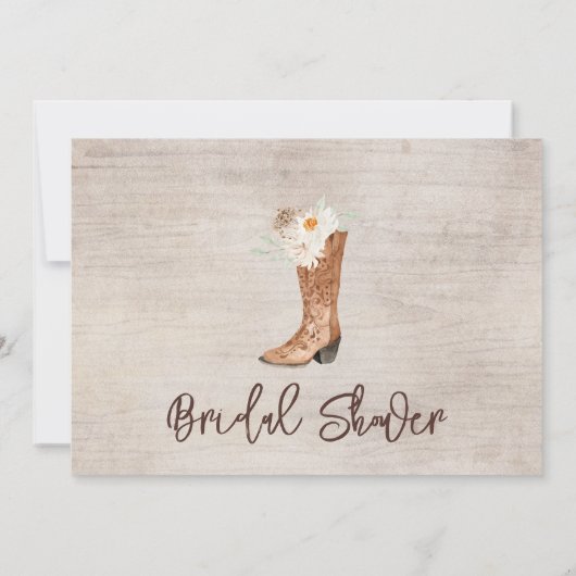 Rustiek Western Floral Boot Vrijgezellenfeest Kaart (Achterkant)