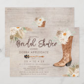 Rustiek Western Floral Boot Vrijgezellenfeest Kaart (Voorkant / Achterkant)