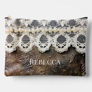 Rustiek Western Gereedschapsleer en Antiek Lace Lg Etui