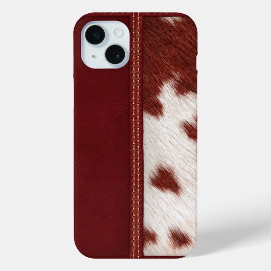 Rustiek Western gesimuleerd leder & Koeienhuid Case-Mate iPhone Case (Achterkant)