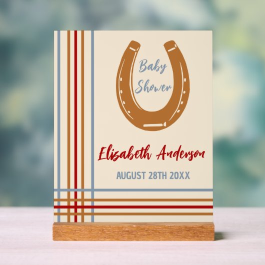 Rustiek Western Hoefijzer Baby shower Acryl Bord (Neutraal)