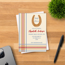 Rustiek Western Hoefijzer Baby shower Acryl Uitnodigingen