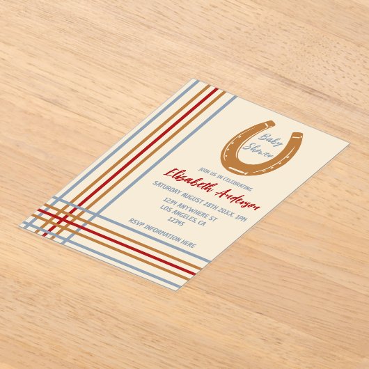 Rustiek Western Hoefijzer Baby shower Acryl Uitnodigingen (Laagn)