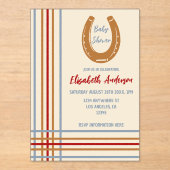 Rustiek Western Hoefijzer Baby shower Acryl Uitnodigingen (Voorkant)