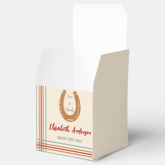 Rustiek Western Hoefijzer Baby shower Bedankdoosjes (Geopend)