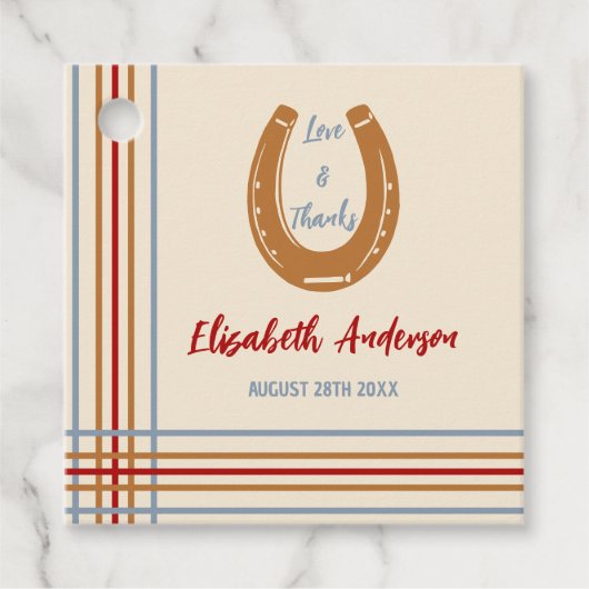 Rustiek Western Hoefijzer Baby shower Bedankjes Labels (Voorkant)