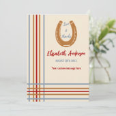 Rustiek Western Hoefijzer Baby shower Bedankkaart (Staand voorkant)