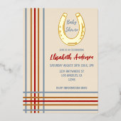Rustiek Western Hoefijzer Baby shower Folie Uitnodiging (Voorkant)