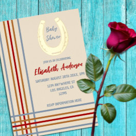 Rustiek Western Hoefijzer Baby shower Folie Uitnodiging