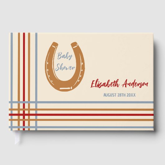 Rustiek Western Hoefijzer Baby shower Gastenboek (Voorkant)