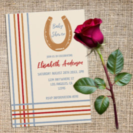 Rustiek Western Hoefijzer Baby shower Kaart