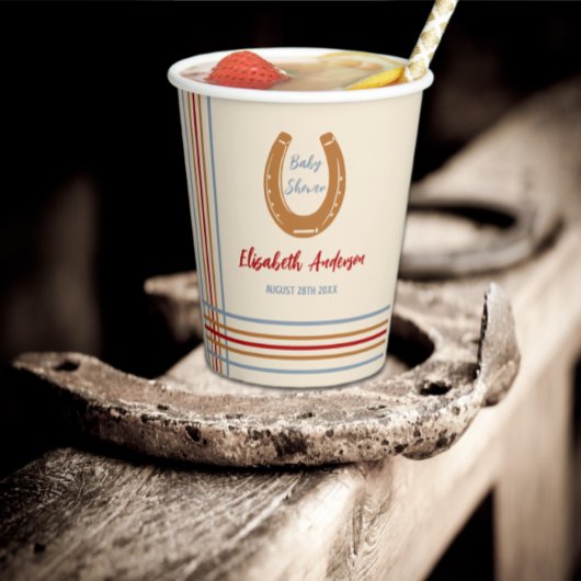 Rustiek Western Hoefijzer Baby shower Papieren Bekers