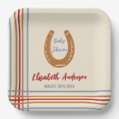 Rustiek Western Hoefijzer Baby shower Papieren Bordje (Voorkant)