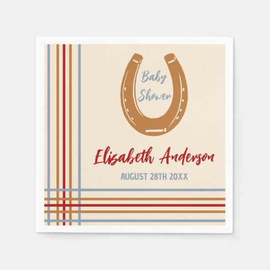 Rustiek Western Hoefijzer Baby shower Servet (Voorkant)