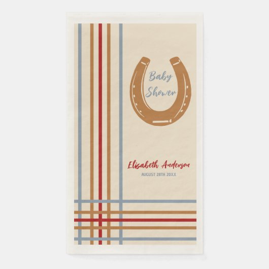 Rustiek Western Hoefijzer Baby shower servetten (Voorkant)