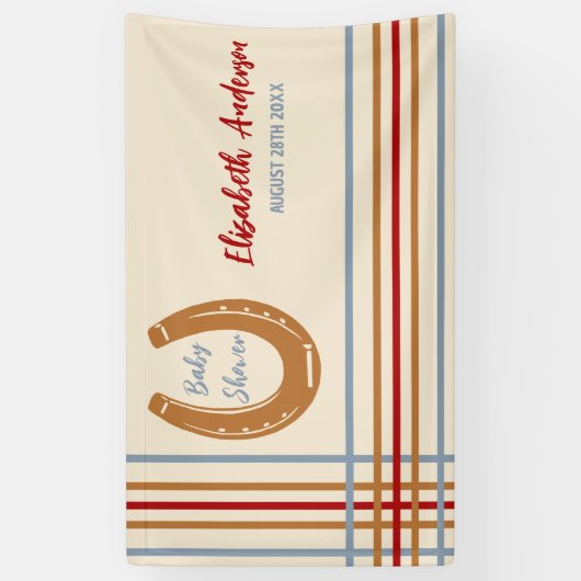 Rustiek Western Hoefijzer Baby shower Spandoek (Verticaal)