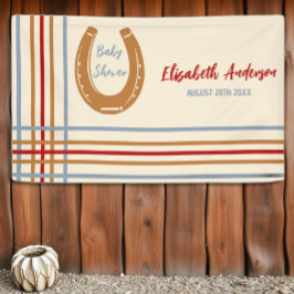 Rustiek Western Hoefijzer Baby shower Spandoek