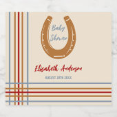 Rustiek Western Hoefijzer Baby shower Sparkling Wijnetiket (Enkel label)
