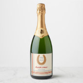 Rustiek Western Hoefijzer Baby shower Sparkling Wijnetiket (Voorkant)