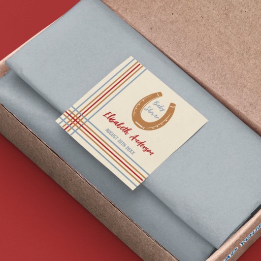 Rustiek Western Hoefijzer Baby shower Vierkante Sticker