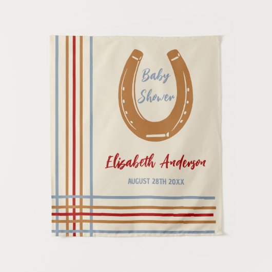 Rustiek Western Hoefijzer Baby shower Wandkleed (Voorkant)
