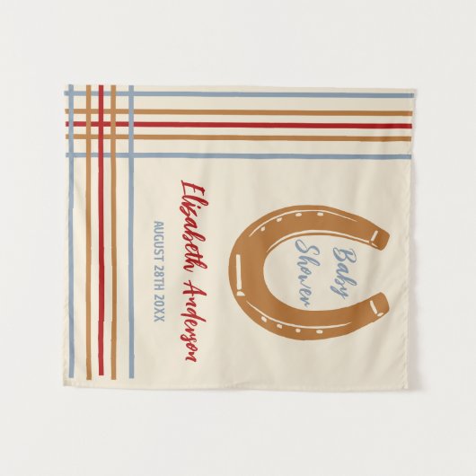 Rustiek Western Hoefijzer Baby shower Wandkleed (Voorkant (horizontaal))