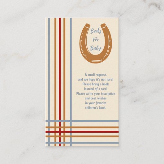 Rustiek Western Hoefijzer Boeken voor Baby Informatiekaartje (Voorkant)