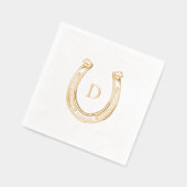 Rustiek Western Hoefijzer Custom Monogram Bruiloft Folie Servetten (Links)