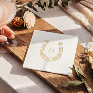 Rustiek Western Hoefijzer Custom Monogram Bruiloft Folie Servetten