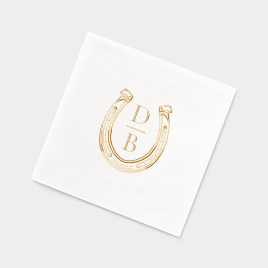 Rustiek Western Hoefijzer Custom Monogram Bruiloft Folie Servetten (Links)