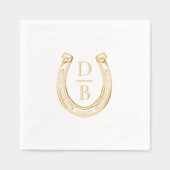 Rustiek Western Hoefijzer Custom Monogram Bruiloft Folie Servetten (Voorkant)