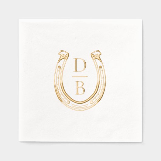 Rustiek Western Hoefijzer Custom Monogram Bruiloft Folie Servetten (Voorkant)