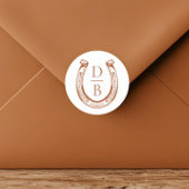Rustiek Western Hoefijzer Custom Monogram Bruiloft Ronde Sticker