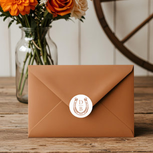 Rustiek Western Hoefijzer Custom Monogram Bruiloft Ronde Sticker