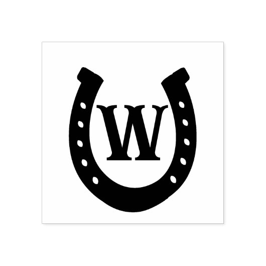 Rustiek Western Hoefijzer Monogram Rubberstempel (Afrduk)