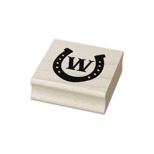 Rustiek Western Hoefijzer Monogram Rubberstempel (Stempel)