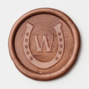 Rustiek Western Hoefijzer Monogram Waxzegel Sticker