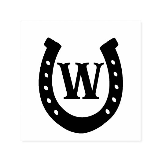 Rustiek Western Hoefijzer Monogram Zelfinktende Stempel (Design)