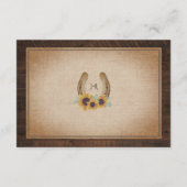 Rustiek Western Hoefijzer Zonnebloem bruiloft Deta Informatiekaartje (Achterkant)