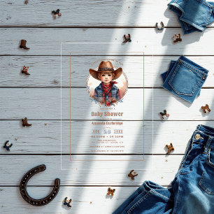 Rustiek Western Kleine Cowboy Baby shower Acryl Uitnodigingen